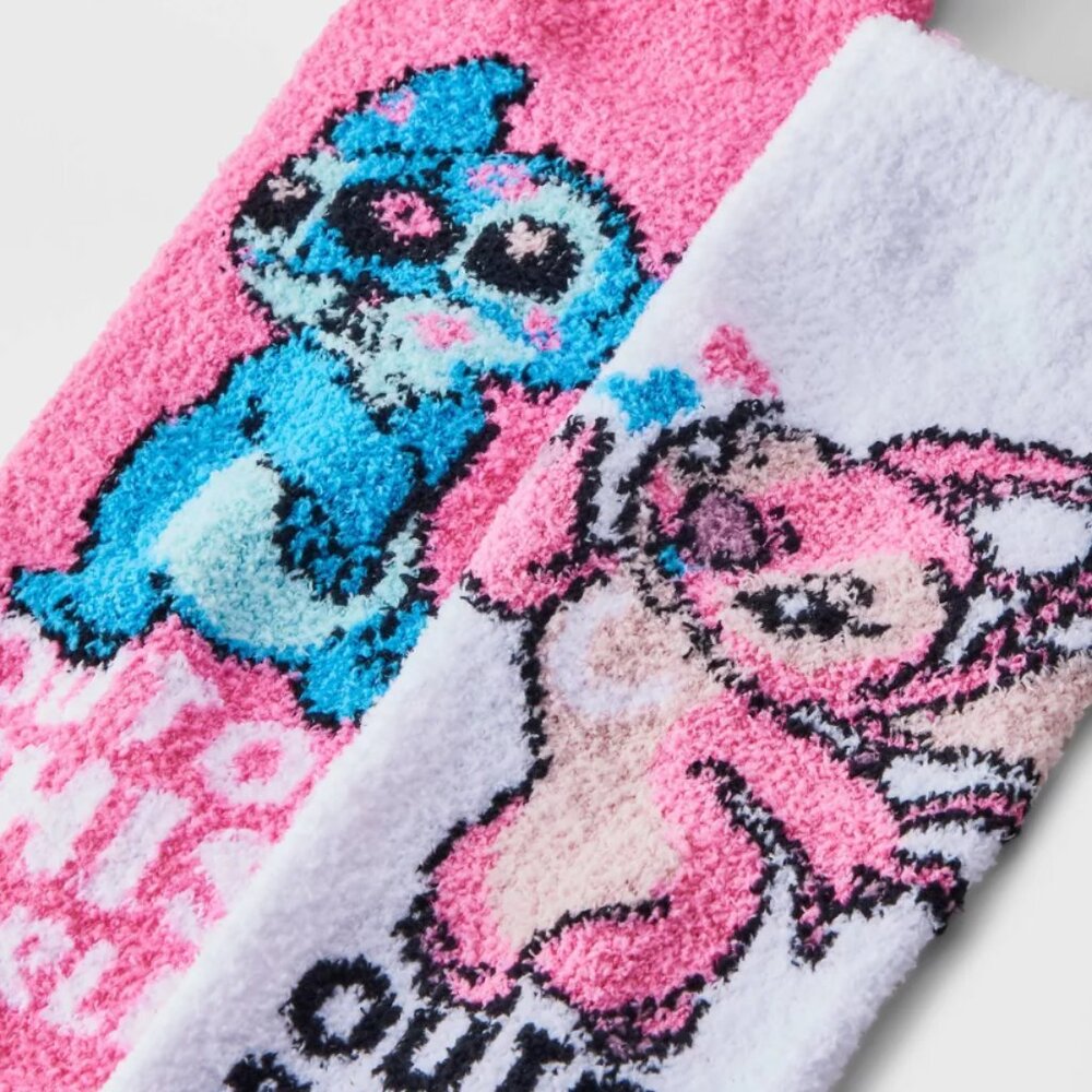 Women's Disney Lilo & Stitch Valentine's Day 2pk Cozy Crew Socks - Picture 3 of 5